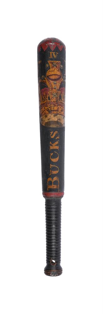 A WILLIAM IV PAINTED WOOD TRUNCHEON