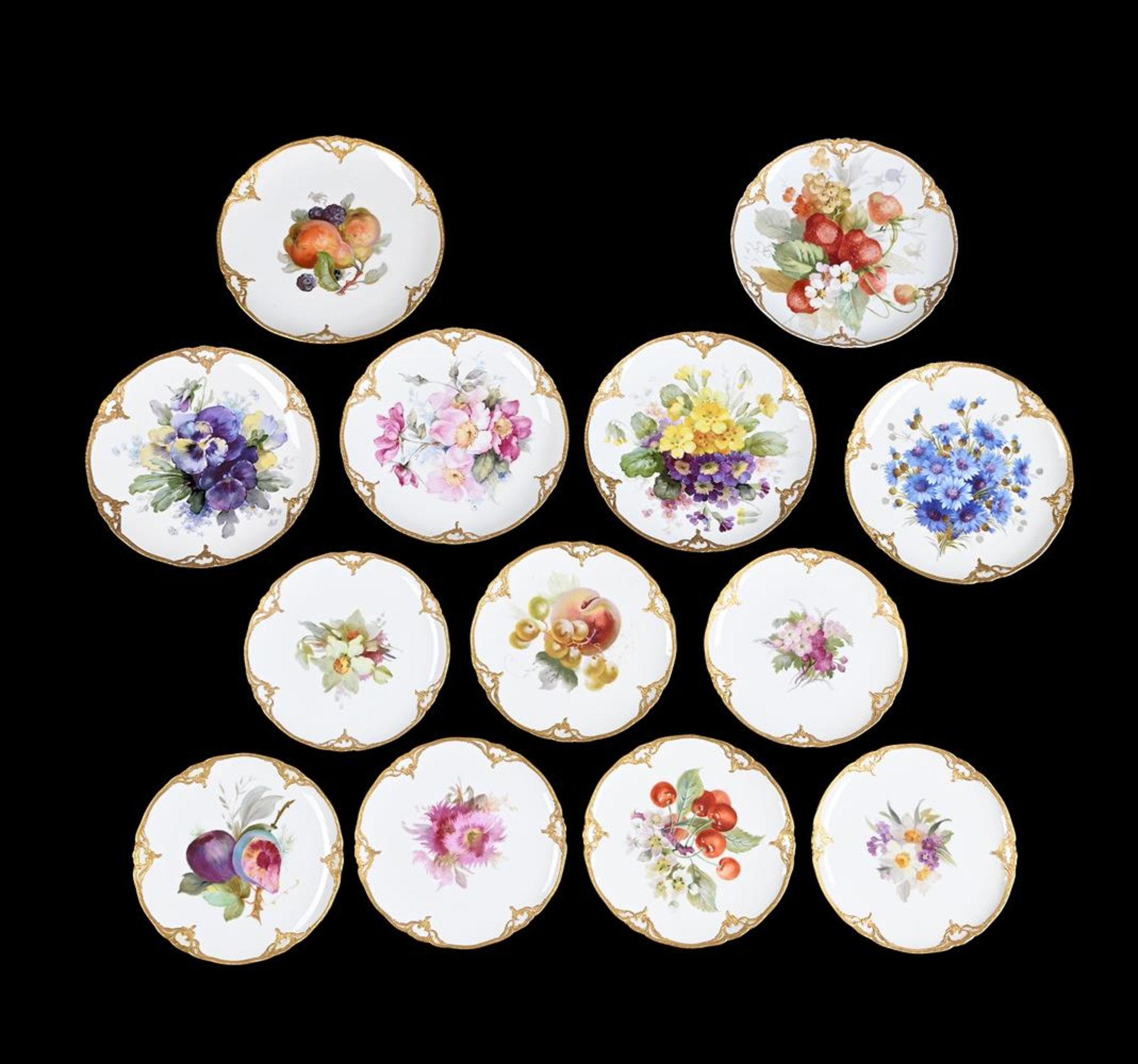 FIVE BERLIN (K.P.M.) PLATES AND EIGHT BERLIN (OUTSIDE DECORATED) PLATESCIRCA 1890-1905 in two size