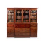 Y A MAHOGANY BREAKFRONT SECRETAIRE BOOKCASE, IN GEORGE III STYLE