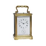 A FRENCH GILT BRASS REPEATING CARRIAGE CLOCK