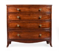 A REGENCY MAHOGANY AND CROSSBANDED BOWFRONT CHEST OF DRAWERS