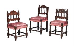 A WALNUT AND UPHOLSTERED SIDE CHAIR PROBABLY NORTH YORKSHIRE