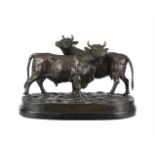 AFTER ISIDORE-JULES BONHEUR (FRENCH, 1827-1901), A BRONZE GROUP OF A COW AND BULL