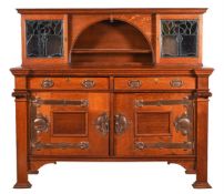 AN OAK AND COPPER MOUNTED SIDEBOARD