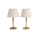 A PAIR OF GILT METAL TABLE LAMPS