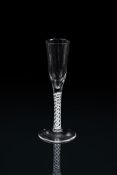 AN OPAQUE-TWIST RATAFIA GLASSTHIRD QUARTER 18TH CENTURYWith hammered-fluted lower section on a dou