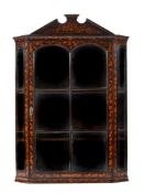 A DUTCH WALNUT AND MARQUETRY BOOKCASE OR CABINET