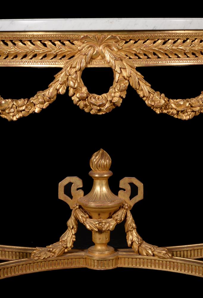 A MODERN GILTWOOD CONSOLE TABLE WITH MARBLE TOP - Image 2 of 2