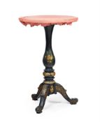 Y A VICTORIAN BLACK LACQUERED PAPIER MACHE OCCASIONAL TABLE