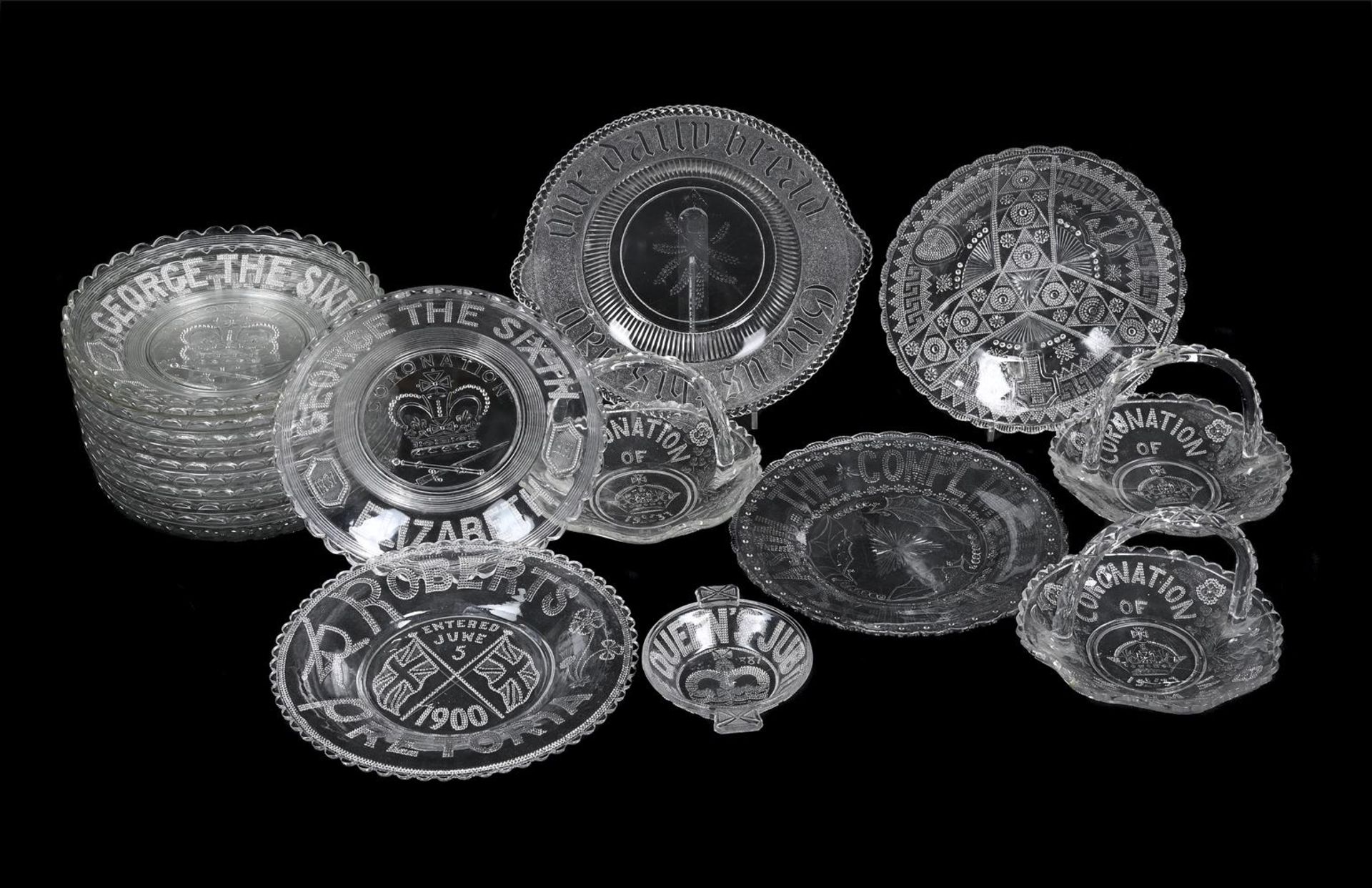 A SELECTION OF ENGLISH COMMEMORATIVE CLEAR PRESS-MOULDED GLASS - Image 2 of 3