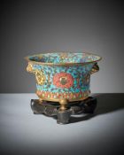 A Chinese cloisonné enamel and gilt bronze tripod censer