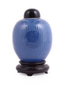 A Chinese porcelain blue glazed jar