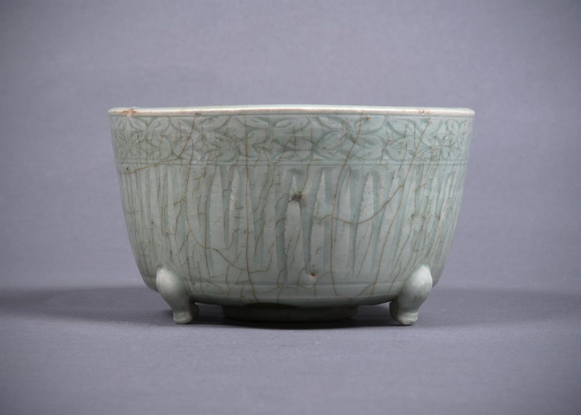 A Chinese celadon tripod jardinière - Image 3 of 8