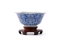 A Chinese blue and white hexagonal bowl