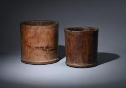 Y Two Chinese huanghuali brush pots