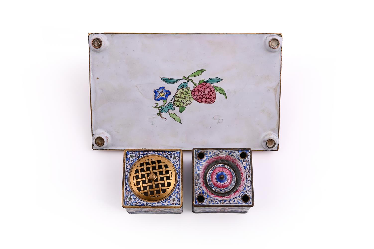 A rare Cantonese enamel Inkstand - Image 5 of 5