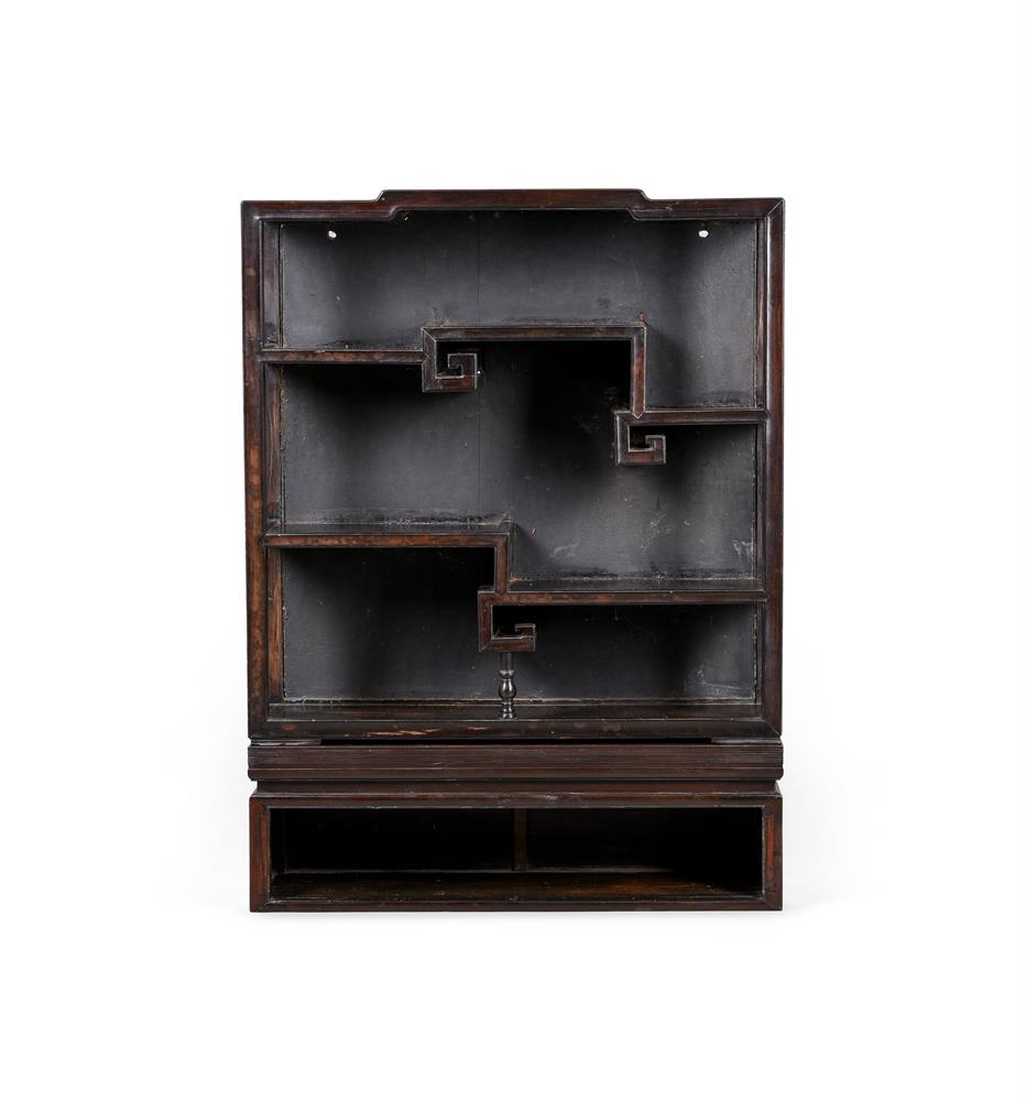 A Chinese zitan and hardwood kang display cabinet - Image 2 of 4