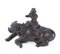 A Chinese bronze 'buffalo and boy' water dropper