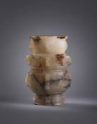 A Chinese jade archaistic celadon vase