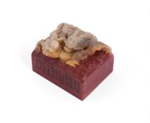 A large Chinese soaptone seal signed Chen Hongshou (1768-1822)