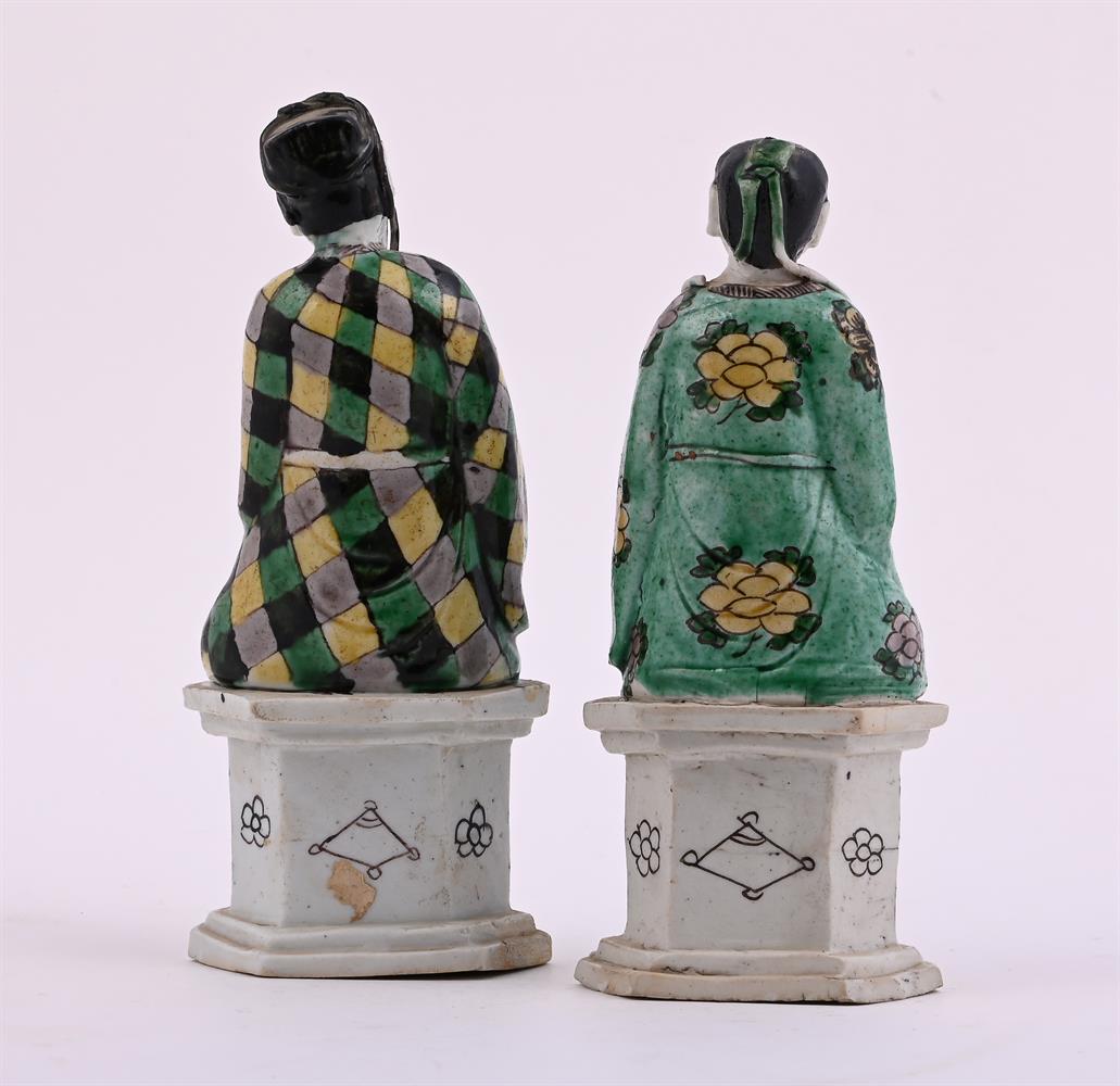 Two Chinese Famille Verte figures of the Immortals Zhong Li Quan and Lan Cai He - Image 3 of 9