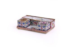 A rare Cantonese enamel Inkstand