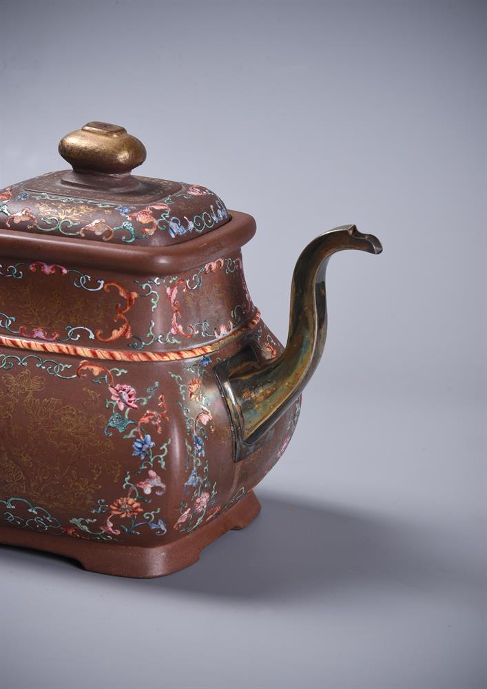 A Chinese enamelled Yixing teapot - Image 3 of 6