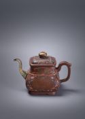 A Chinese enamelled Yixing teapot