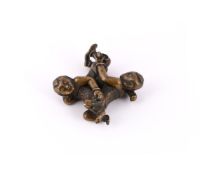 A Chinese bronze 'twin-boys' scroll weight