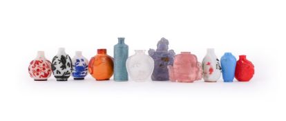 A group of eleven various Chinese snuff bottles