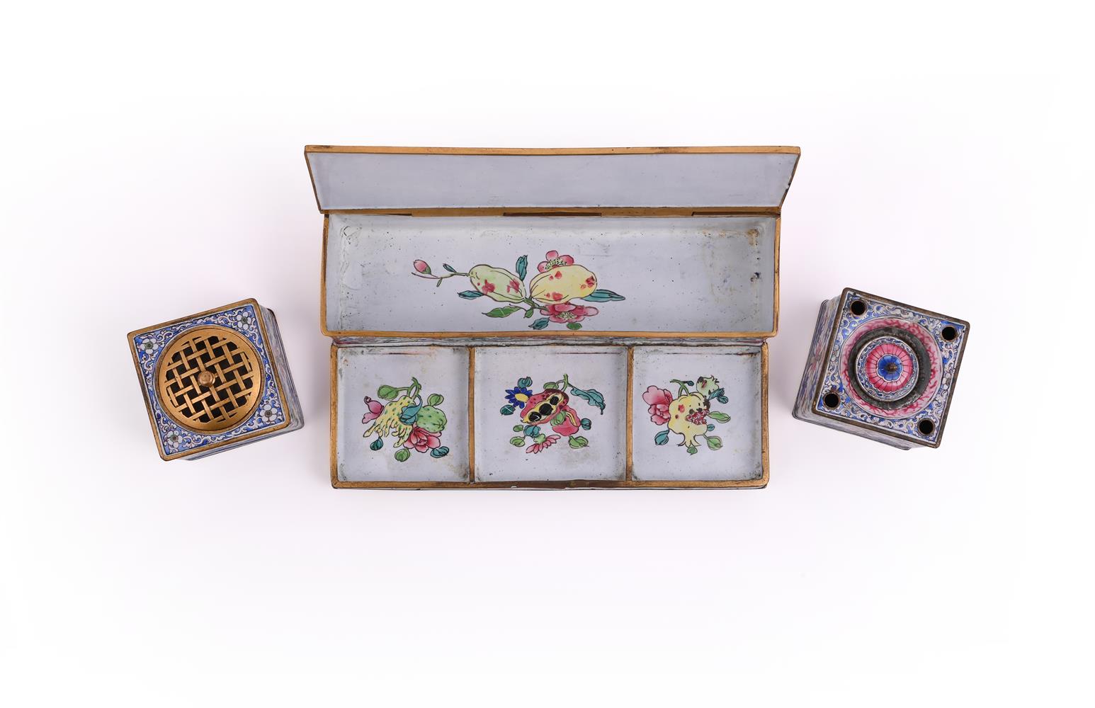 A rare Cantonese enamel Inkstand - Image 4 of 5