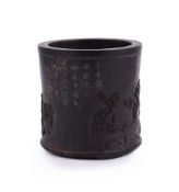 A large Chinese zitan brush pot