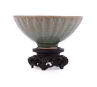 A small Chinese 'Longquan' celadon-glazed 'lotus' bowl