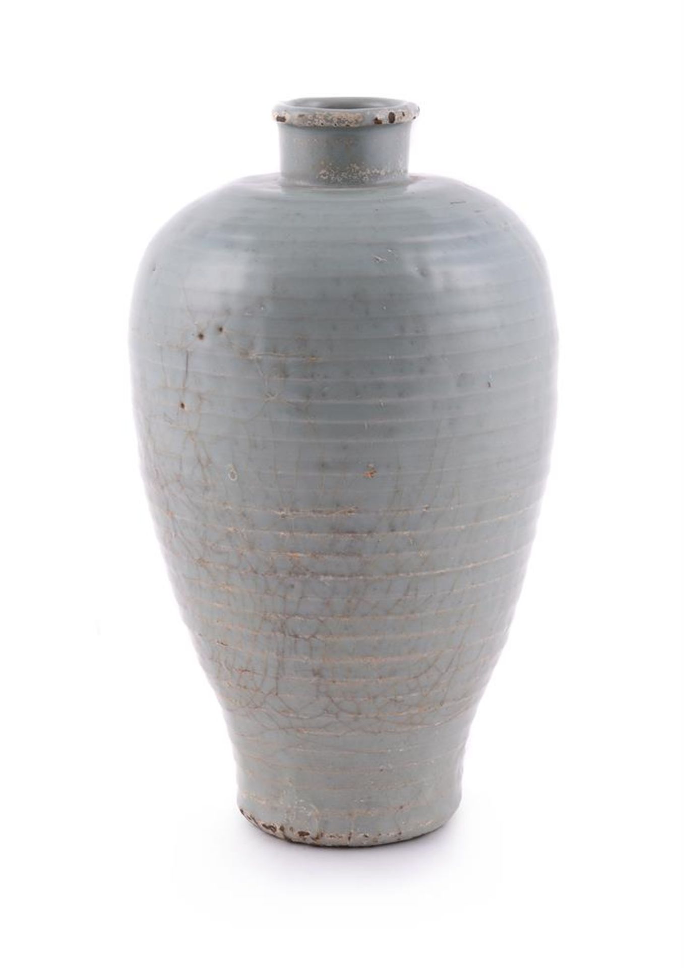 A Chinese pale celadon ribbed vase - Image 7 of 13