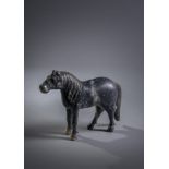 An attractive Chinese grey jade model of a standing horse