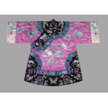 An attractive Chinese bright cerise pink satin silk jacket