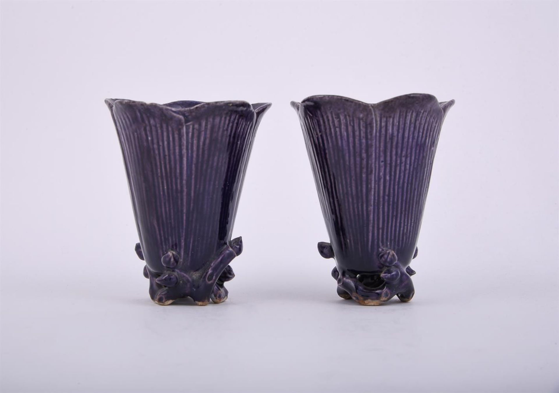 A pair Chinese of manganese-purple cups - Image 2 of 7