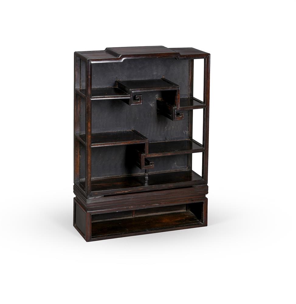 A Chinese zitan and hardwood kang display cabinet