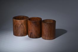 Y Three Chinese huanghuali brush pots