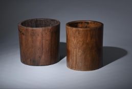 Y Two Chinese huanghuali brush pots