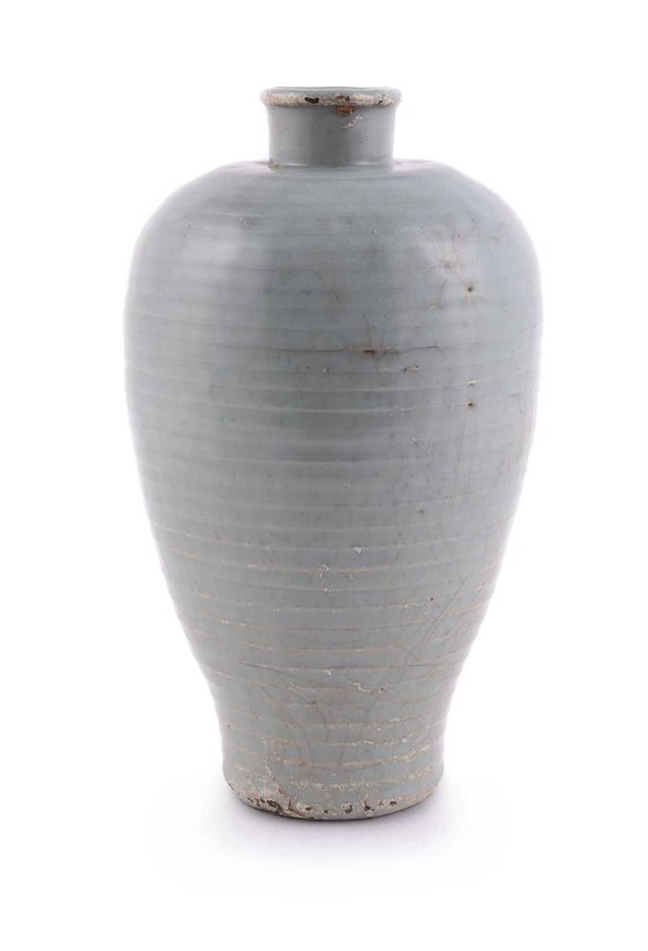 A Chinese pale celadon ribbed vase - Image 8 of 13