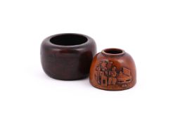 A Chinese boxwood water pot