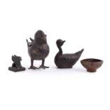 A Chinese bronze 'Mandarin Duck' censer