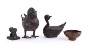 A Chinese bronze 'Mandarin Duck' censer