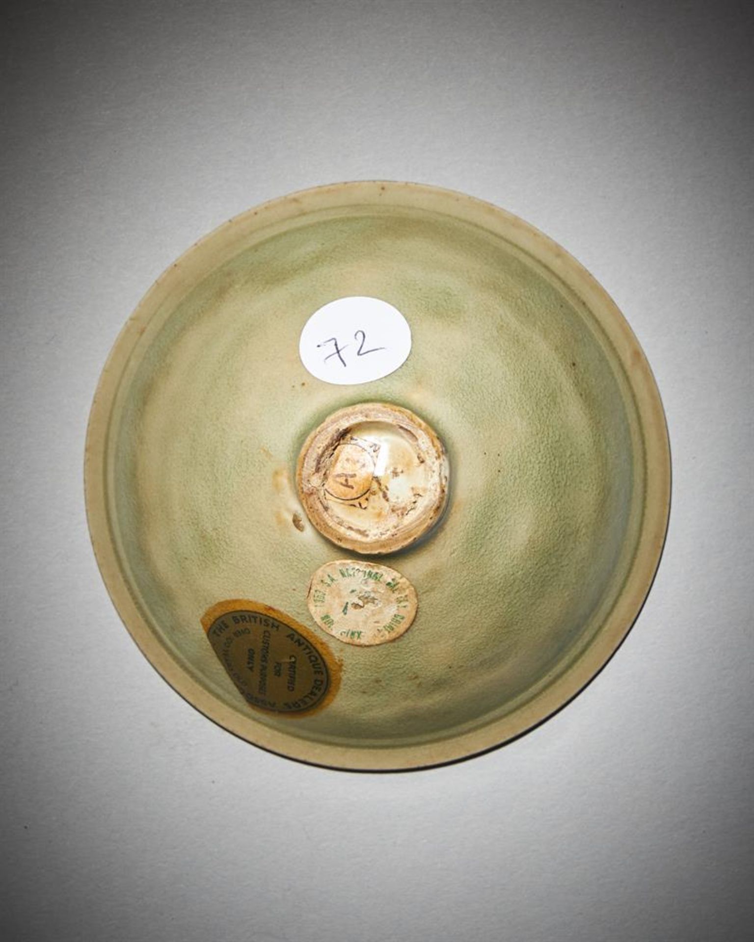 A rare small Chinese 'Yaozhou' celadon 'fish' conical bowl - Image 4 of 13