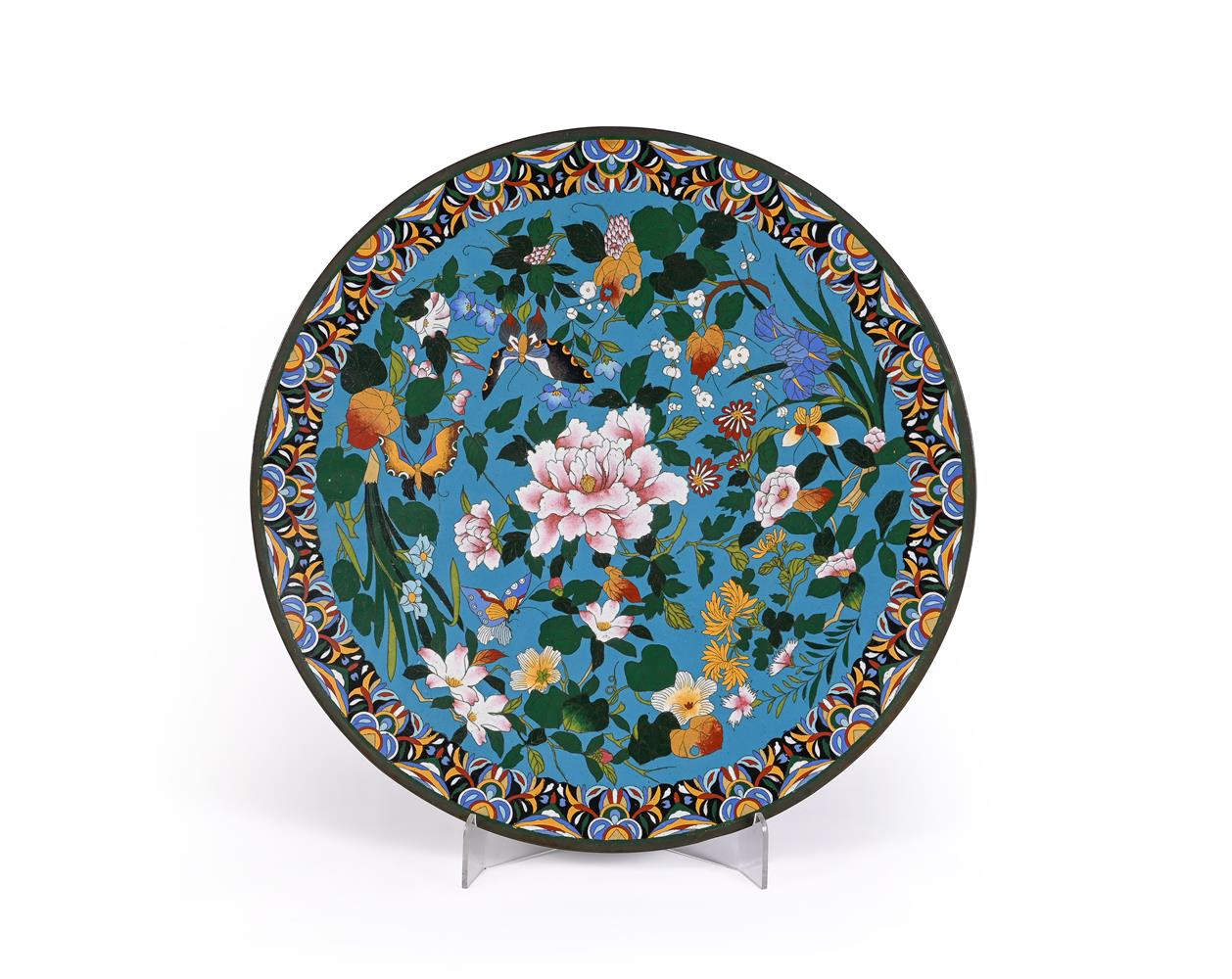 A Large Japanese Cloisonné Enamel Dish