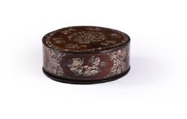 Y A Chinese mother-of-pearl inlaid wood box and cover