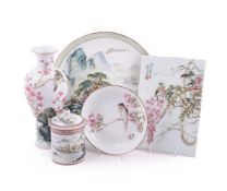 A set of three Chinese 'Peach blossoms' porcelain items