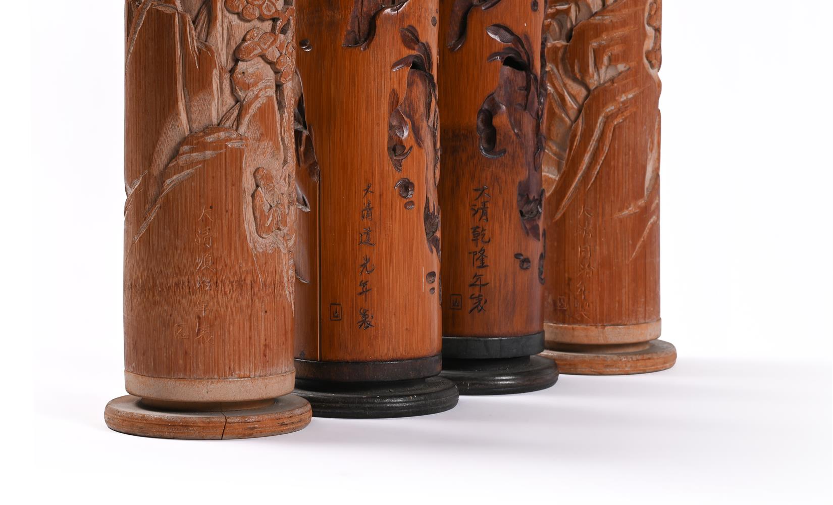 A group of four bamboo scroll cases - Image 4 of 4
