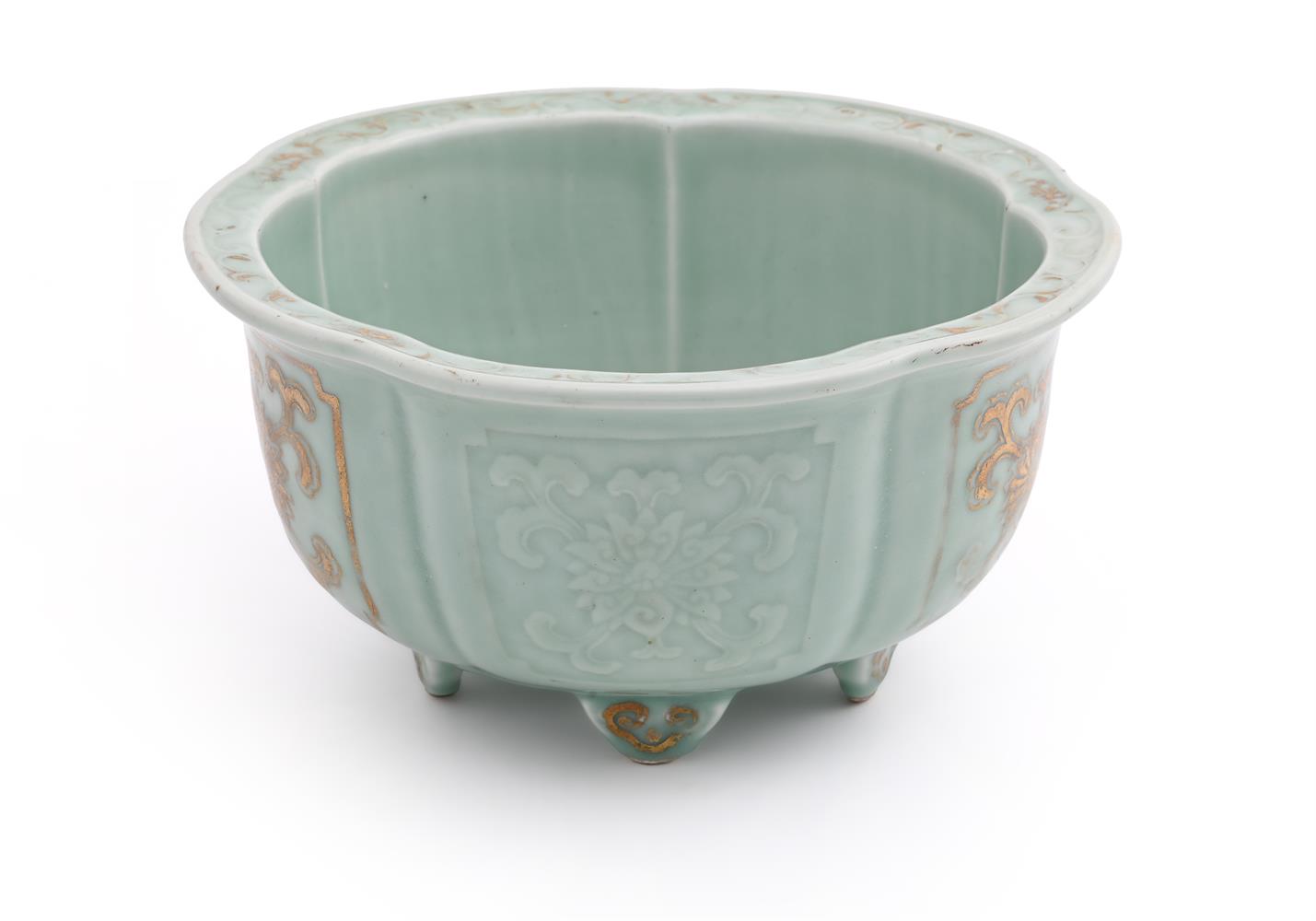 A Chinese celadon lobed jardinière - Image 2 of 3